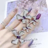 Projektantka marki mody GRAFF LUXURY WOMEN's A Highalality Exquitenew Phantom Purple Diamond Butterfly Pierścienia Kolczyki o zaawansowanym zmysłu elegancja i naszyjnik