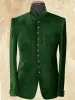 Jackor Green Velvet Men's Designer Jackor Standup Collar Groom Formal Wear Prom Tuxedos Bästa man blazer kostym Endast en bit