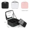 Smart LED Makeup bag With Mirror Compartments Waterproof PU Leather Travel Cosmetic Case For Women 240229