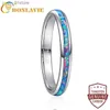 Bant halkaları bonlavie 3mm tungsten caide ring çelik renk kubbe cilalı kakma pembe mavi opal kadın yüzük düğün en iyi hediye toptan l240305