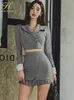 H Han Queen Autumn Profession Set Women Colorblocked Suit And High Waist Bodycon Pencil Skirts Korean Office Skirt 240226