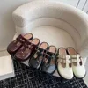 Holiday quality Sheepskin women's mules sandals Round-toe Flat slides slipper two buckle slip on Leather outsole Luxury designer slides for womens Vacation shoes