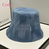 Hüte mit breiter Krempe Eimerhüte 2023 Neuer Denim-Fischerhut Damen Herbst Slim Frühling und Herbst Topfhut Advanced Sensory Ordinary Art Bucket Hat J240305