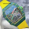 Montre exclusive montres chaudes RM montre-bracelet RM67-02 vert rouge bleu piste NTPT vert Fiber de carbone RM6702
