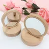 Drewniane małe okrągłe lustro przenośne lustro kieszeni drewniane mini -makijaż lustro weselne przyjęcie faworyzowanie prezent niestandardowe logo
