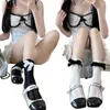 Women Socks Japanese Hollowed Out Sheer Mesh Lace Ankle Elegant Bowknot See Through Loose Middle Tube