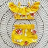 Kleidung Sets Baby Sommerkleidung Kind Kinder Mädchen Blumenoutfits Schulterweste Kurzhose 2pcs Set lässiger Sonnenanzug 1-6y