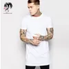 Męskie koszule T Hip Hop Longline Tshirt Arc Hem Solid Kolor Mash