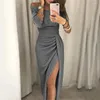 Partykleider Einfaches, solides Heimkehrkleid für Damen, schulterfrei, Abschlussball, Herbst und Winter, hohe Taille, lange, elegante Kleider