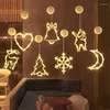 Weihnachtsdekorationen, Ornamente, hängende LED-Leuchten, Schlafzimmerdekoration, Zuhause, Fenster, Glas, warme Batterie