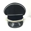 Chapeaux à large bord WWII officier d'élite allemand chapeau de chapeau de chapeau de chapeau de menton noir cordon d'argent 57 58 59 60 61cm reproduction militaire304j