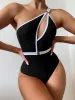 Roupa de banho 2024 novo sexy um pedaço maiô feminino tanga monokini bodysuit sólido banho maiô praia costumi da bagno donna preto