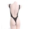 Roupa de banho de uma peça maiô feminino monokini sexy biquíni seda gelo cor sólida colete ultra fino transparente estudante japonês spa