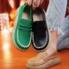 Zapatos informales con plataforma vulcanizada para mujer, mocasines sin cordones de costura con suela suave y cómoda, zapatillas bajas, 2024