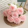 Decorative Flowers 1 Bouquet Artificial Rose Realistic Not Wither No Watering Simulated Flower Easy To Care 9 Head Fake For Desktop