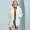 Pelliccia da donna Cappotti finti da donna Cardigan solido Colletto rovesciato Giacche a maniche lunghe Vestibilità ampia Tasca del cappotto spesso Donna Inverno 2024