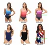 Badkläder kvinnor en bit baddräkt criss kors tillbaka hög elastisk smal bodysuit andningsbara strandkläder lila/blå/svart/rosa monokini 2023