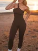 Dames Yoga Jumpsuits Workout Geribbeld Eén schouder Sport 240226