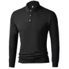 Polo à manches longues en coton piqué Slim Fit Sport Style Polos S-4XL Couleur unie Quotidien Affaires Multicolore Casual Top T-shirts Noir240305