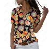 Рубашка летняя модная женская с цветочным 3D принтом темпераментный топ с коротким рукавом с воротником-поло Harajuku повседневная женская одежда большая рубашка