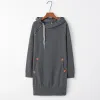 Klä kvinnor långärmad hoodie hooded bodycon klänning kvinnor långärmad zip up pocket hip wrap hoodie boladies lös tröja tröja