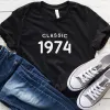 Camiseta vintage 1974, camiseta feminina de 50 anos, 50 anos, presente de aniversário, meninas, mãe, esposa, filha, festa, camiseta de algodão, streetwear