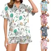 Damen-Nachtwäsche, warme Pyjamas, Damen-Damenmode, Freizeit, Ostern, 3D-Digitaldruck, kurzer Absatz, Anzüge, Preppy-Pyjama-Set