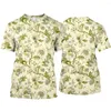 T-shirts pour hommes 2024 Floral Hommes Chemise Stéréoscopique Imprimé Motif Mode Tops Été Hommes Casual Street O Cou Blouse