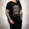 T-shirt di cotone a maniche corte di alta qualità alla moda Rhinestone Cool Male Heavy Technology Streetwear Sale Sendi Tshirt 240305