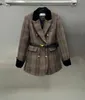 Frauenanzüge Blazers Designer Marke Frühes Frühling Neues Nanyou CE Premium Britisch -Stil Velvet Patchwork Kragen und Manschetten Slim Fit Plaid Bundesjacke KMAJ