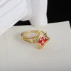 Vintage luxe klavertje 4 hanger ketting armband oorbellen ring voor vrouwen nieuwe mode vergulde klaver sieraden set cadeau met originele stofzak doos