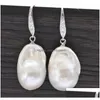 Kolczyki żyrandolowe Dangle Z9992 Natural Drop-Baroque Keshi Reborn Pearl Earring CZ Drop dostawa biżuteria DHDVC