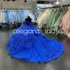 로열 블루 스파클리 공주 Quinceanera 드레스 2024 Off Shoulder Applique Corset Vestidos de 15 Quinceanera 2024