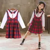 Robes à carreaux pour filles, vêtements d'automne à simple boutonnage, vêtements anglais de fête pour enfants de 4 6 8 10 11 12 ans