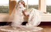 Véus elegantes de renda, apliques de noiva, 25 metros de comprimento, uma camada, comprimento de capela, totalmente personalizado, casamento velado com pente2340304