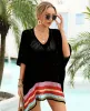 Cover-up 2023 New Beach Cover Ups for Swimwear Women Stripped Beachwear White Split Knit Pink Cover Up Summer Sun Dress on The Sea Cape