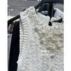 Kobiety swetry perłowe frezowanie luksusowa kamizelka swetra zbiornik bez rękawów biały kolor elegancki trend zbiorniki jumper y2k homme