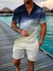 Abbigliamento sportivo da uomo firmato Estate 3D stampato risvolto in due pezzi Abito casual a maniche corte stile vacanza hawaiana 240305