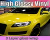 3 lager Ultra Glossy Car Wrapping Films High Gloss Lemon Yellow Vinyl Stickers Wrap With Bubble Size152x20Mroll3665529