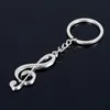 New key chain key ring silver plated musical note keychain for car metal music symbol chains242T