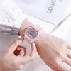 Relojes electrónicos para mujer Correa de silicona de oro rosa Vestido transparente Reloj de pulsera digital LED Reloj deportivo Relogio Feminino Wristw196h