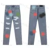 Jeans pour hommes en jean jeans rétro lourd ch cross applique broderie haute taille en taille droite