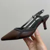 Nouveau style femmes sexy sandales à talons hauts concepteur de piste bout pointu de haute qualité en cuir véritable talon mince slingback robe d'été sandales pour femmes