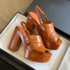 Top quality platform heel sandals Chunky Block heel open toes Dress shoes buckle High-heeled womens Leather outsole Luxury designer heelsOffice dinner shoes
