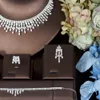 Hibride Fashion Leaf 4PCS Jewelry Sets for Dubai Women Bridal Wedding CZ Earing Necklace Parrure Bijoux Femme Mariage N-1516 240228