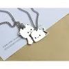 Pendentif Colliers 2PCS Acier inoxydable Kawaii Cat Couple Collier pour Femmes Hommes Mode Ami Clavicule Chaîne Cadeaux Animaux