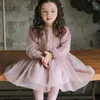 Платья для девочек, весенняя сетчатая корейская детская летняя одежда для маленьких девочек, французское пышное платье из тюля с рукавами-фонариками для девочек, элегантное