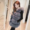 Päls kvinna jacka konstgjorda päls vinter miljöskydd hålla varm västmös är ärm konstgjorda rävrockkorea kläder