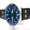 Mens Edition Big Pilot 52850 Blue Dial z markerami liczbowymi Rezerwa Black Skórzana Automatyczna rezerwa