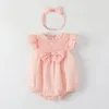 Sommarflickor Pink Rompers baby nyfödda kläder med spädbarn nyfödd romper kostym overall kläder jumpsuit barn bodysuit för spädbarn outfit b7tv#